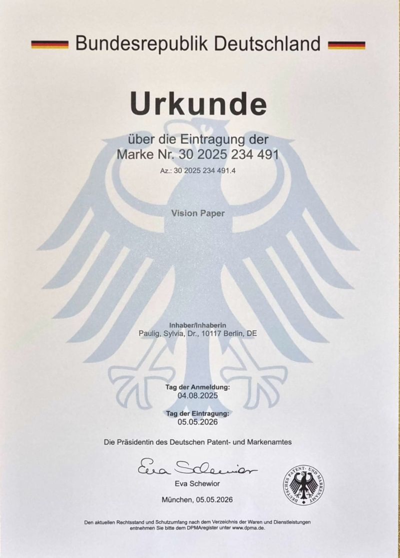 Deutsche Urkunde mit grauem Bundesadler und schwarzroter Kopfzeile